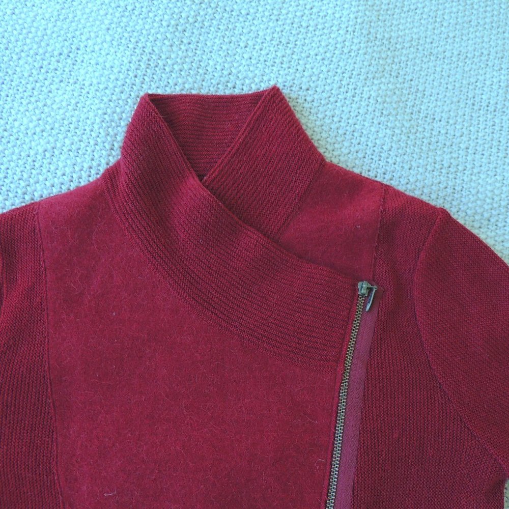 NWOT Wool/Alpaca Red Zip-front Cardigan - Picture 10 of 13
